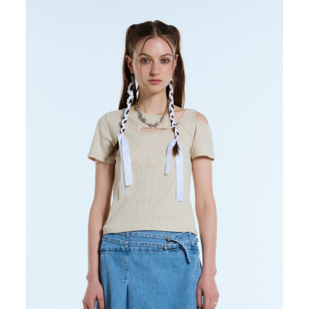 ラティジェント L11 ワンショルダートップ (ベージュ)