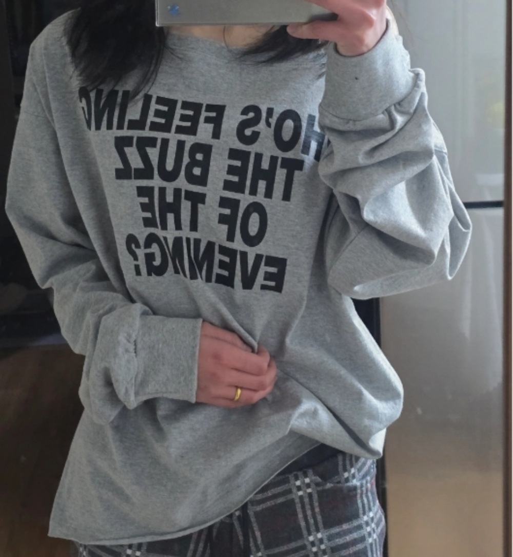 Hearts2HeartsI AN着用/tripleS Kaede 着用/リッツ ボートネックプリンティング 長袖Tシャツ