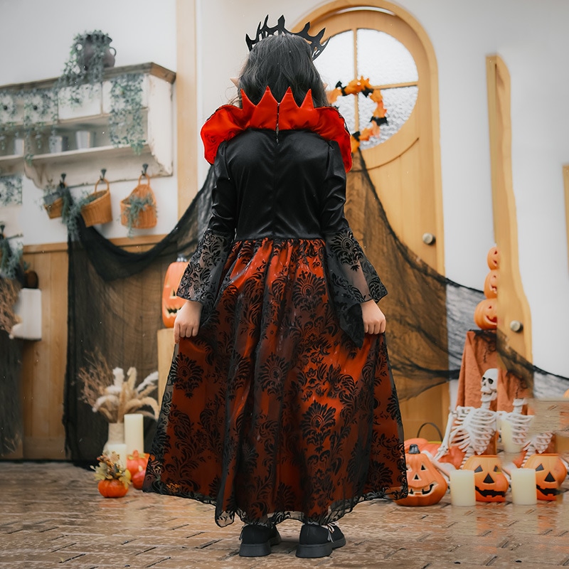 ハロウィンの子供用コスチューム魔法使いマジシャンドレス悪魔魔女女の子のコスチューム吸血鬼ローブロングスカート ハロウィンの子供用コスチューム魔法使いマジシャンドレス悪魔魔女女の子のコスチューム吸血鬼ローブロングスカート