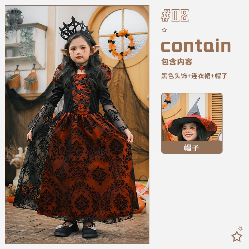 ハロウィンの子供用コスチューム魔法使いマジシャンドレス悪魔魔女女の子のコスチューム吸血鬼ローブロングスカート ハロウィンの子供用コスチューム魔法使いマジシャンドレス悪魔魔女女の子のコスチューム吸血鬼ローブロングスカート