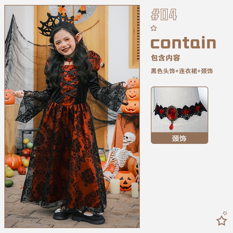 ハロウィンの子供用コスチューム魔法使いマジシャンドレス悪魔魔女女の子のコスチューム吸血鬼ローブロングスカート ハロウィンの子供用コスチューム魔法使いマジシャンドレス悪魔魔女女の子のコスチューム吸血鬼ローブロングスカート