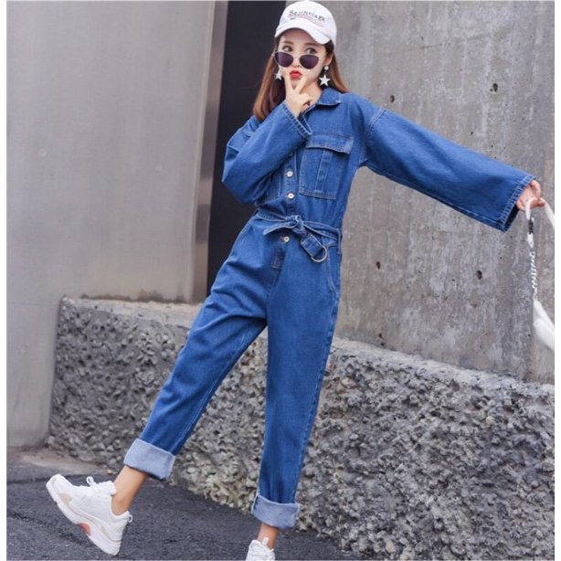 つなぎ おしゃれ ツナギ デニムパンツ ベルト付き レディース 4色 カバーオール オールインワン つなぎ おしゃれ ツナギ デニムパンツ ベルト付き レディース 4色 カバーオール オールインワン