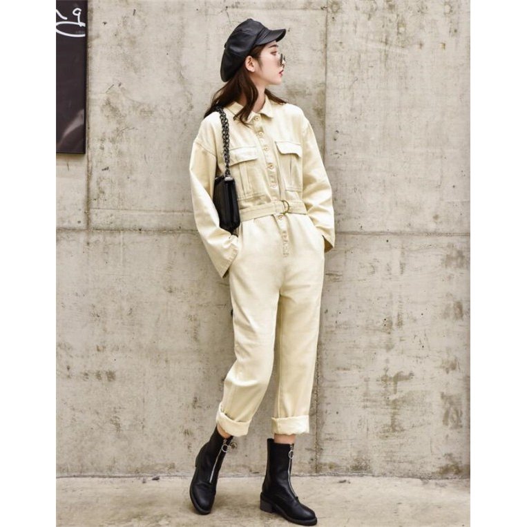 つなぎ おしゃれ ツナギ デニムパンツ ベルト付き レディース 4色 カバーオール オールインワン つなぎ おしゃれ ツナギ デニムパンツ ベルト付き レディース 4色 カバーオール オールインワン