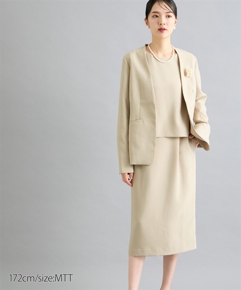 ミニ・ひざ丈/半袖 レディーススーツ 入学式・卒業式・七五三 高身長　セットアップ風ワンピース カセット対応 トールサイズ