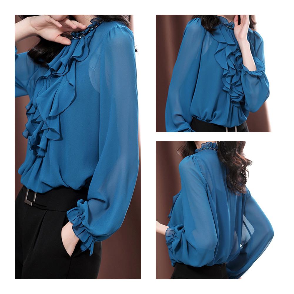 ブラウス レディース フリルシアーブラウス 事務服 フリル 高品質 Tシャツ 春 スーツ ボウタイ ワンピース 人気 ノーアイロン 秋 きれいめ 白 オフィス 50代 冬 安い ブランド 長袖 シャツ