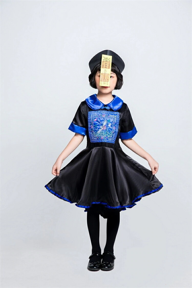 ハロウィン キョンシー 子供　女子 仮装 コスプレ キッズ ワンピース 人気 お札 お化け 帽子 面白い チャイナ風 イベント用 プレゼント ハロウィン 衣装