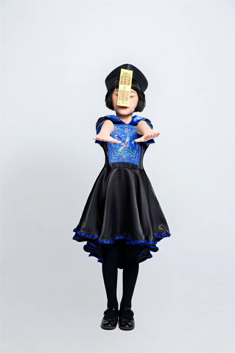 ハロウィン キョンシー 子供　女子 仮装 コスプレ キッズ ワンピース 人気 お札 お化け 帽子 面白い チャイナ風 イベント用 プレゼント ハロウィン 衣装