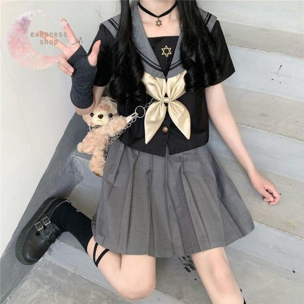 大きいサイズJK制服服コスプレ衣装コスム学院風学生服半袖/長袖プリーツスカートギャル服入学式卒業式文化祭春夏秋