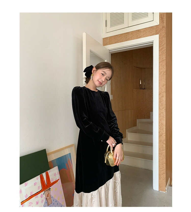 韓国ファッションイブニングドレス ベロアドレス 秋冬 異素材 切り替え ベロア素材 スパンコール チュール ベルベット 切り替えワンピース ロングドレス ドッキングワンピース キラキラ 長袖 パーティ 韓国ファッションイブニングドレス ベロアドレス 秋冬 異素材 切り替え ベロア素材 スパンコール チュール ベルベット 切り替えワンピース ロングドレス ドッキングワンピース キラキラ 長袖 パーティ