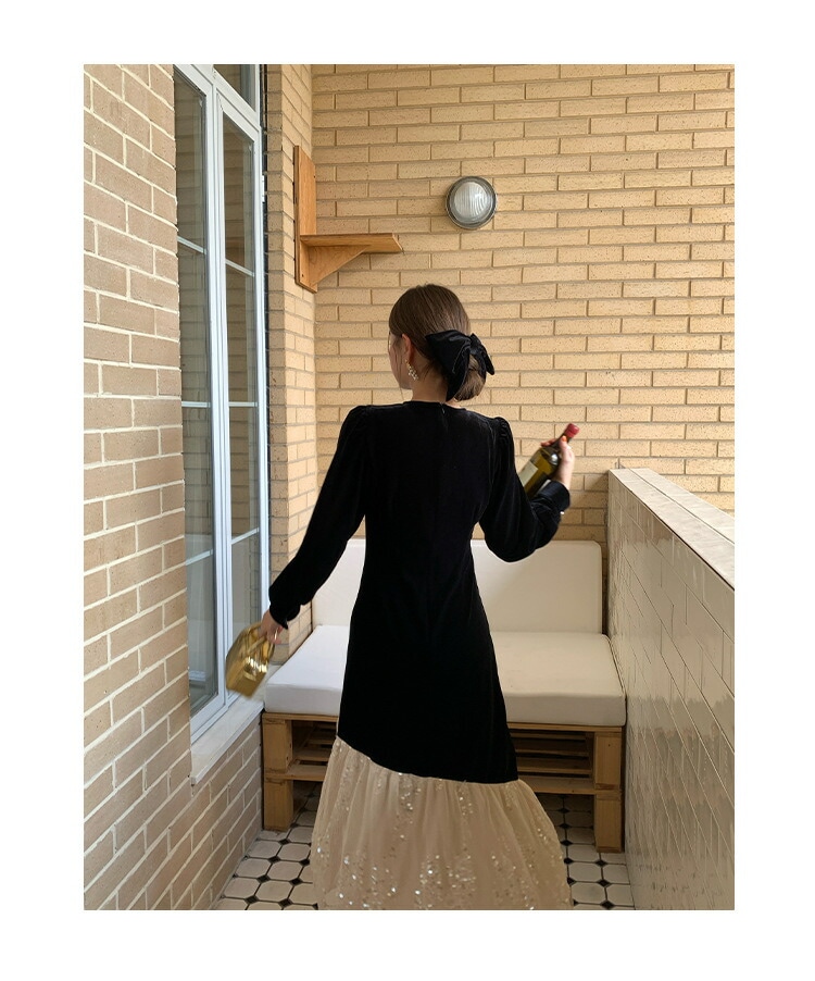韓国ファッションイブニングドレス ベロアドレス 秋冬 異素材 切り替え ベロア素材 スパンコール チュール ベルベット 切り替えワンピース ロングドレス ドッキングワンピース キラキラ 長袖 パーティ 韓国ファッションイブニングドレス ベロアドレス 秋冬 異素材 切り替え ベロア素材 スパンコール チュール ベルベット 切り替えワンピース ロングドレス ドッキングワンピース キラキラ 長袖 パーティ