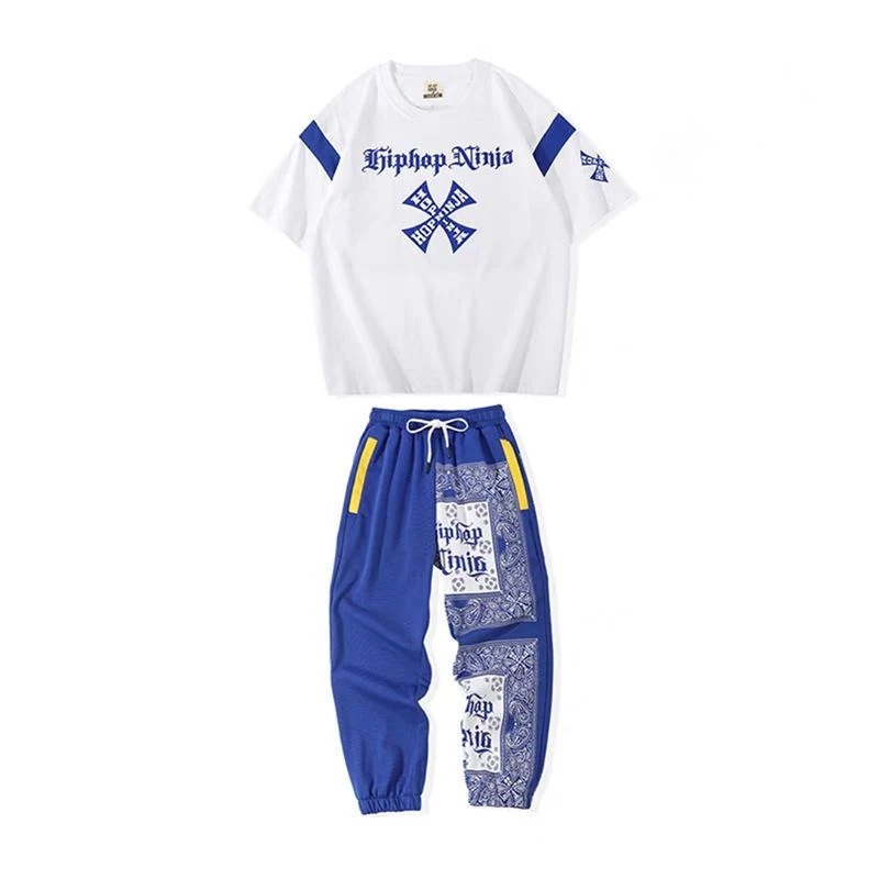 子供の街のダンスの男女の子供のヒップホップのゆったりした金のスーツの半袖のズボンのtシャツの子供の夏の時計は潮の服を演出します