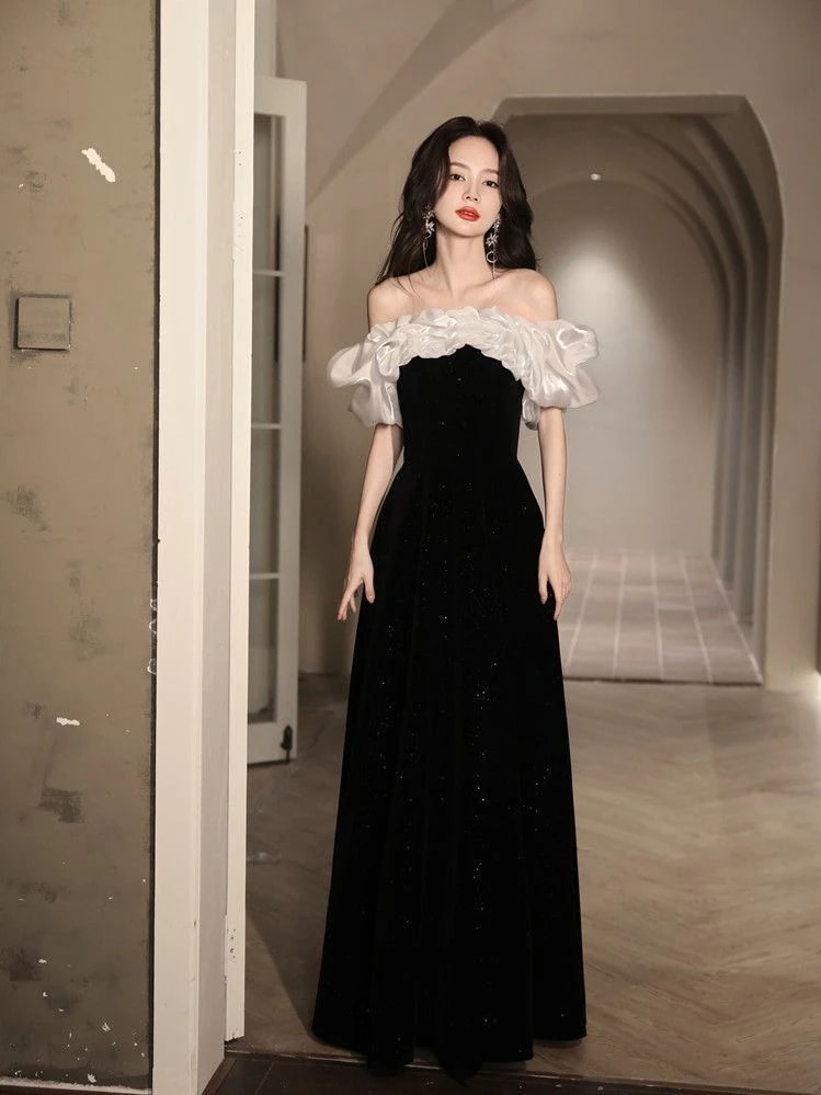 フレンチイブニングドレス ガウンドレス ブラックヘップバーンスタイルパーティードレス パーティードレス キャバドレス ウェディングドレス フレンチイブニングドレス ガウンドレス ブラックヘップバーンスタイルパーティードレス パーティードレス キャバドレス ウェディングドレス