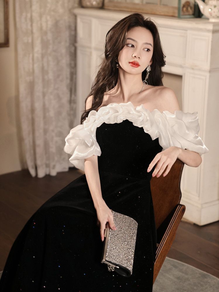 フレンチイブニングドレス ガウンドレス ブラックヘップバーンスタイルパーティードレス パーティードレス キャバドレス ウェディングドレス フレンチイブニングドレス ガウンドレス ブラックヘップバーンスタイルパーティードレス パーティードレス キャバドレス ウェディングドレス