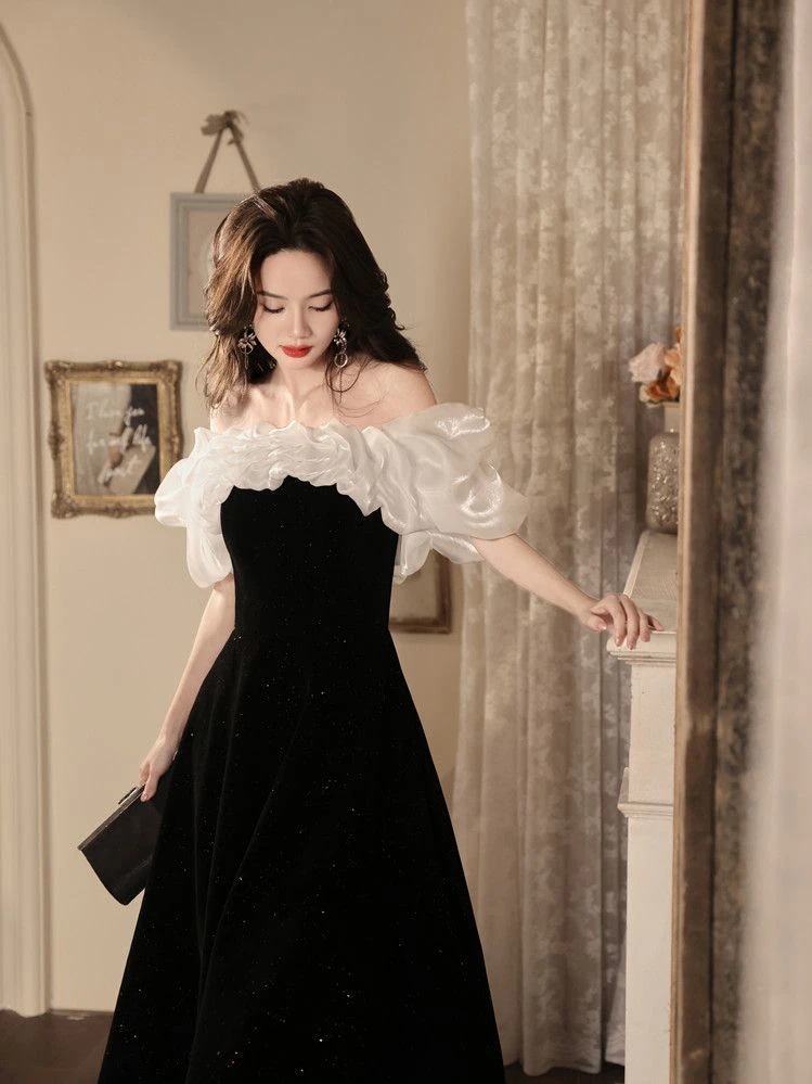 フレンチイブニングドレス ガウンドレス ブラックヘップバーンスタイルパーティードレス パーティードレス キャバドレス ウェディングドレス フレンチイブニングドレス ガウンドレス ブラックヘップバーンスタイルパーティードレス パーティードレス キャバドレス ウェディングドレス