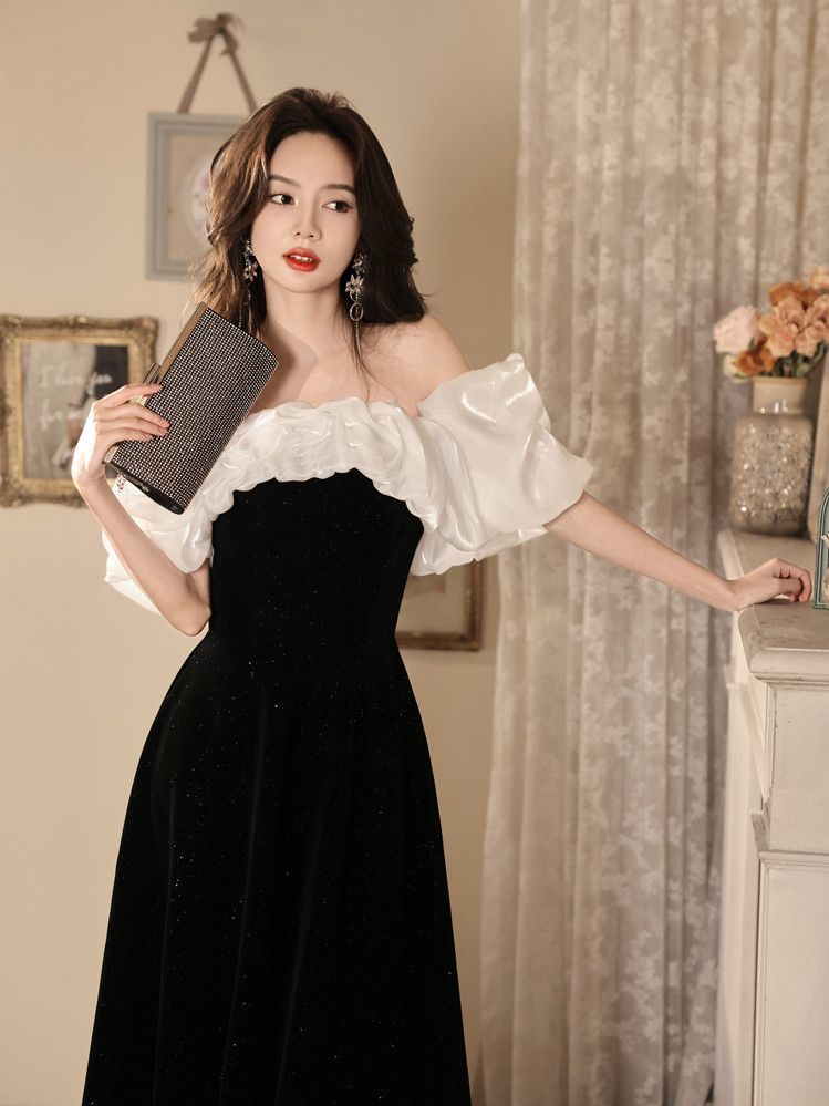 フレンチイブニングドレス ガウンドレス ブラックヘップバーンスタイルパーティードレス パーティードレス キャバドレス ウェディングドレス フレンチイブニングドレス ガウンドレス ブラックヘップバーンスタイルパーティードレス パーティードレス キャバドレス ウェディングドレス