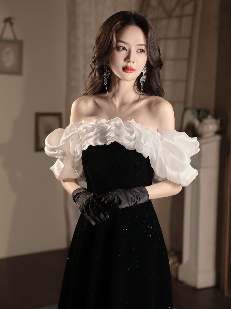 フレンチイブニングドレス ガウンドレス ブラックヘップバーンスタイルパーティードレス パーティードレス キャバドレス ウェディングドレス フレンチイブニングドレス ガウンドレス ブラックヘップバーンスタイルパーティードレス パーティードレス キャバドレス ウェディングドレス