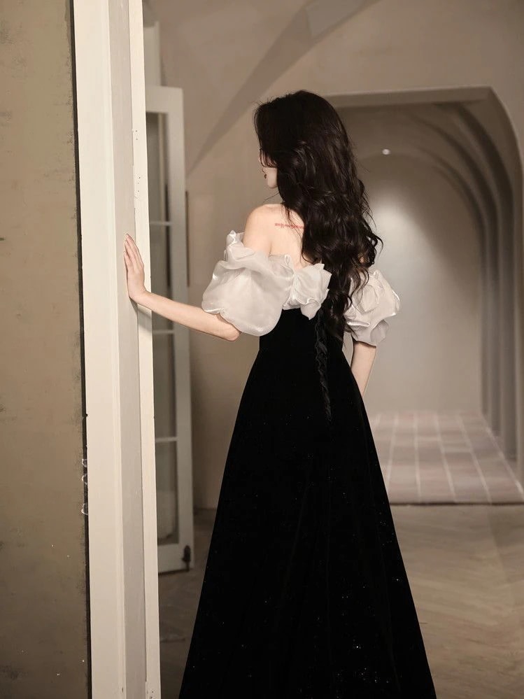フレンチイブニングドレス ガウンドレス ブラックヘップバーンスタイルパーティードレス パーティードレス キャバドレス ウェディングドレス フレンチイブニングドレス ガウンドレス ブラックヘップバーンスタイルパーティードレス パーティードレス キャバドレス ウェディングドレス
