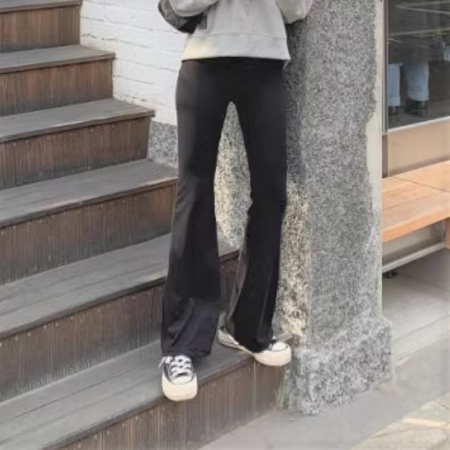 レディース パンツ ボトムス ロングパンツ フレアパンツ ストレッチパンツ ブーツカットパンツ ロング マキシ 丈長 フルレングス セミフレア スリム 細身 スリムフィット ハイウエスト ウエストゴム