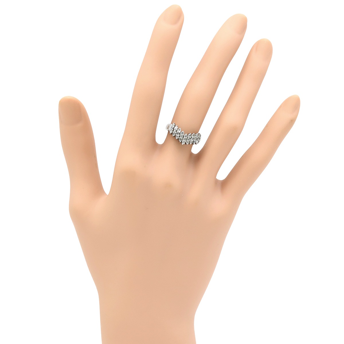 リング 指輪 ダイヤリング Pt900 ダイヤモンド プラチナシルバー V字 Vライン 8号【中古】 リング 指輪 ダイヤリング Pt900 ダイヤモンド プラチナシルバー V字 Vライン 8号【中古】