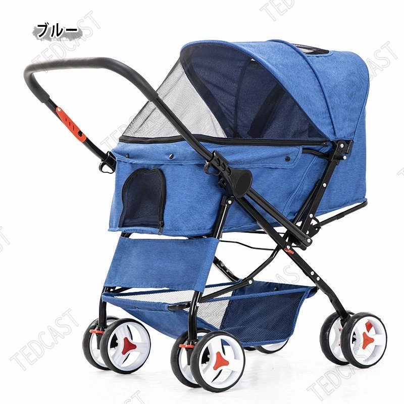 ペットカート 大型犬 猫 犬 カート 対面推し可能 前輪360回転 多頭用 4輪軽量 安全装置付 ドッグカート 後輪ブレーキ機能 小型犬 中型犬 老犬 介護用 耐荷重15-25kg バギー