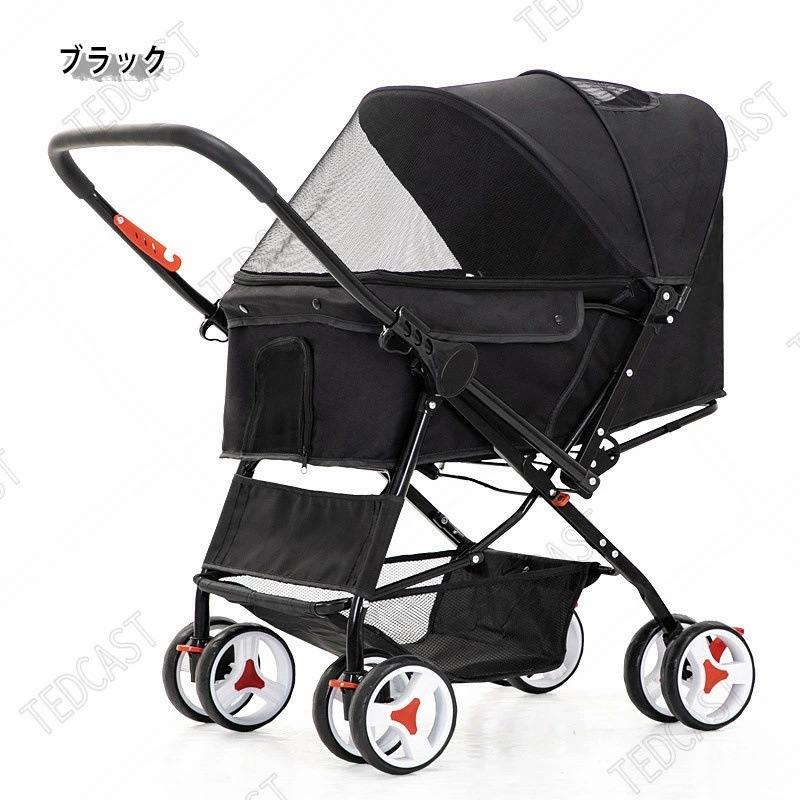 ペットカート 大型犬 猫 犬 カート 対面推し可能 前輪360回転 多頭用 4輪軽量 安全装置付 ドッグカート 後輪ブレーキ機能 小型犬 中型犬 老犬 介護用 耐荷重15-25kg バギー