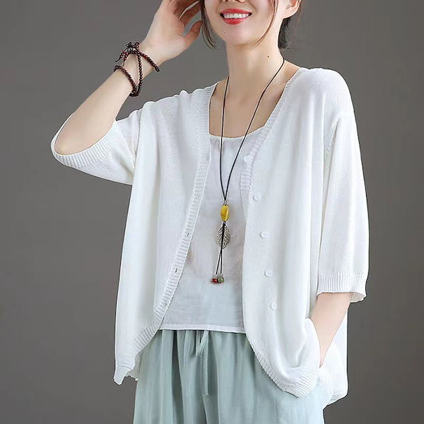 Qoo10] ニットカーディガン レディース 春夏 ト