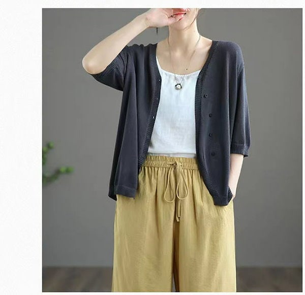 Qoo10] ニットカーディガン レディース 春夏 ト