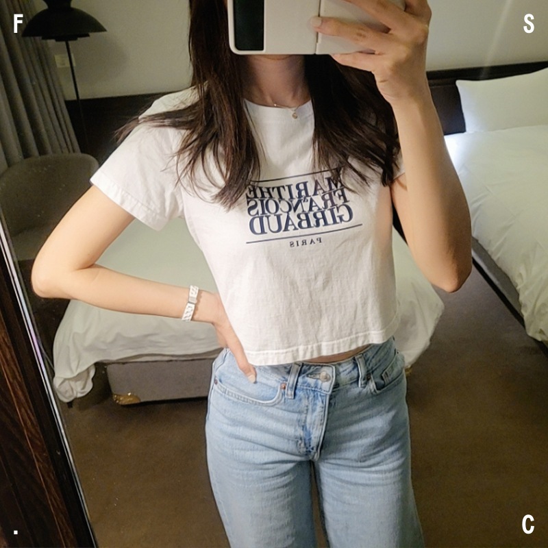MARITHE FRANCOIS GIRBAUD W CLASSIC LOGO CROP TEE 8色 / クロップTシャツ/ 半袖/ 半袖Tシャツ/ 韓国人気ブランド