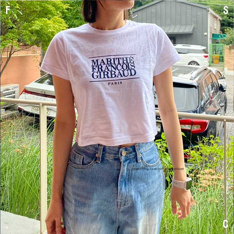 MARITHE FRANCOIS GIRBAUD W CLASSIC LOGO CROP TEE 8色 / クロップTシャツ/ 半袖/ 半袖Tシャツ/ 韓国人気ブランド