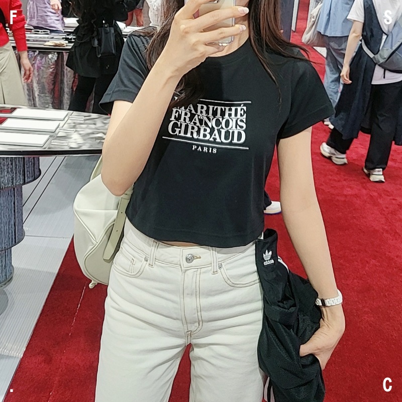 MARITHE FRANCOIS GIRBAUD W CLASSIC LOGO CROP TEE 8色 / クロップTシャツ/ 半袖/ 半袖Tシャツ/ 韓国人気ブランド