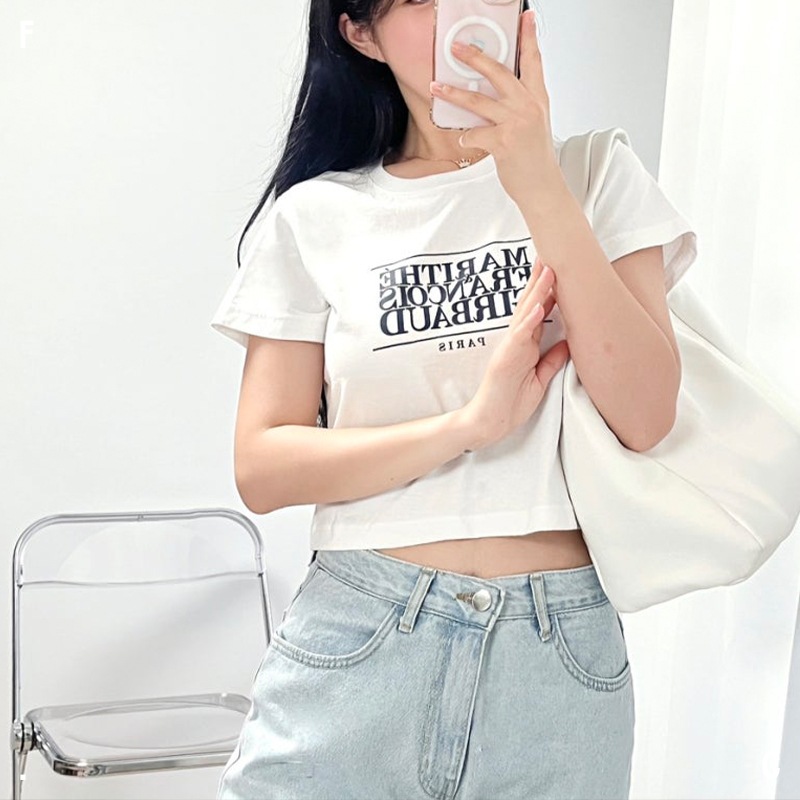 MARITHE FRANCOIS GIRBAUD W CLASSIC LOGO CROP TEE 8色 / クロップTシャツ/ 半袖/ 半袖Tシャツ/ 韓国人気ブランド