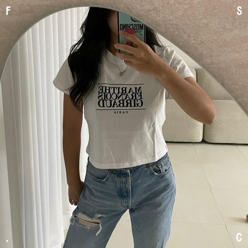 MARITHE FRANCOIS GIRBAUD W CLASSIC LOGO CROP TEE 8色 / クロップTシャツ/ 半袖/ 半袖Tシャツ/ 韓国人気ブランド