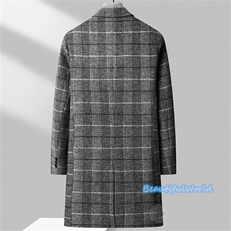 チェスターコート メンズ カシミヤコート ウールコート 　ミドルコート ロングコート ビジネスコートチェック柄 冬服アウター 　紳士服 防寒 保温 秋冬 暖かいN4
