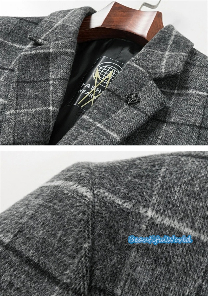 チェスターコート メンズ カシミヤコート ウールコート 　ミドルコート ロングコート ビジネスコートチェック柄 冬服アウター 　紳士服 防寒 保温 秋冬 暖かいN4