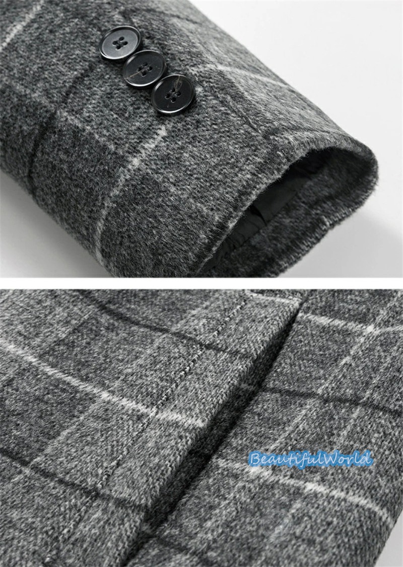 チェスターコート メンズ カシミヤコート ウールコート 　ミドルコート ロングコート ビジネスコートチェック柄 冬服アウター 　紳士服 防寒 保温 秋冬 暖かいN4