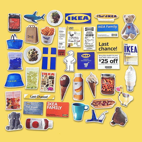 w&lt IKEA ステッカー　シール IKEA イケア ステッカー 大容量 可愛いシール シールパック