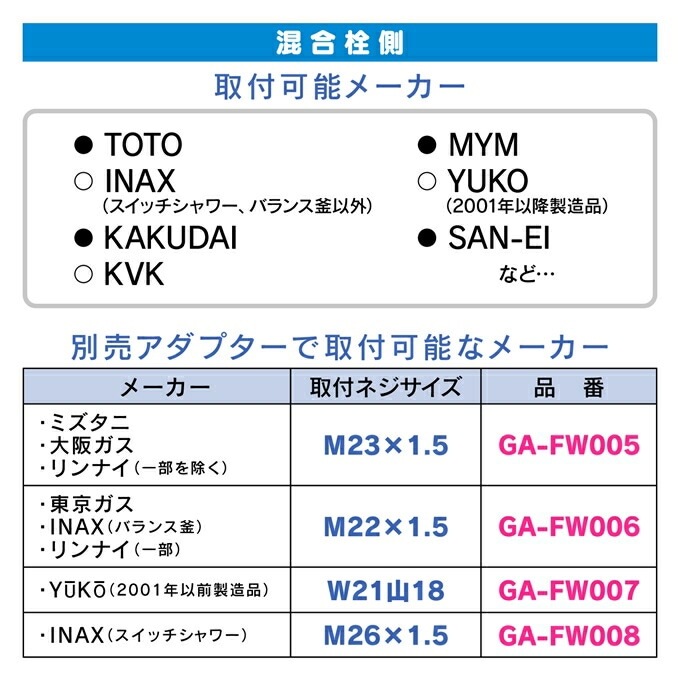 浴室 風呂場 シャワーホース 交換用 2.7ｍ 工具不要 ga-fk-27 アダプター付 ホワイト アイボリー シルバー ブラック 賃貸 マンション アパート ハイツ 一軒家 ホテル ジム プール リ