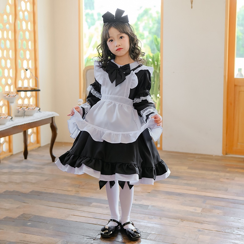 日本の黒の不思議の国のアリスメイドコスチュームハロウィンプリンセスドレス子供女の子パフォーマンスコスチューム外国貿易国境を越えた