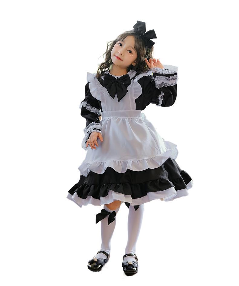 日本の黒の不思議の国のアリスメイドコスチュームハロウィンプリンセスドレス子供女の子パフォーマンスコスチューム外国貿易国境を越えた