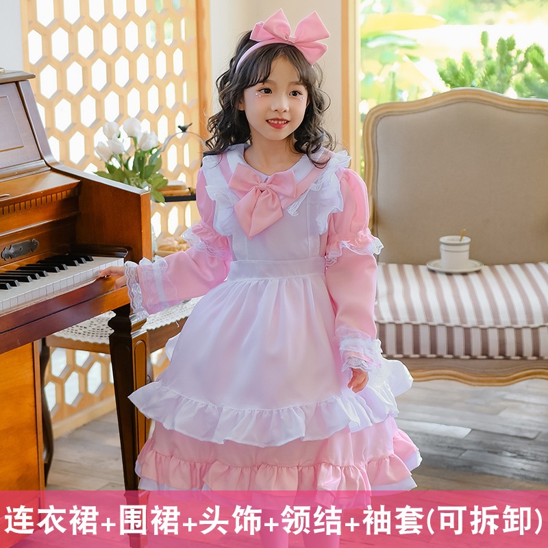 日本の黒の不思議の国のアリスメイドコスチュームハロウィンプリンセスドレス子供女の子パフォーマンスコスチューム外国貿易国境を越えた