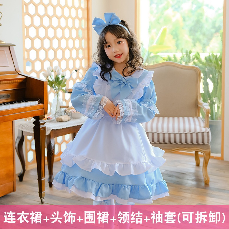 日本の黒の不思議の国のアリスメイドコスチュームハロウィンプリンセスドレス子供女の子パフォーマンスコスチューム外国貿易国境を越えた