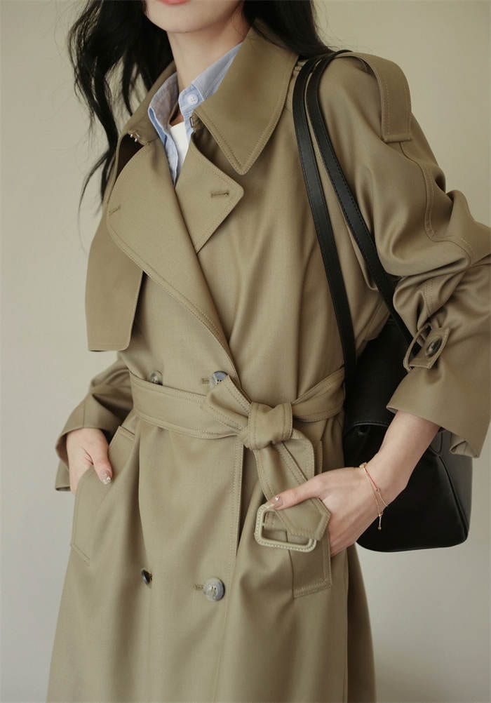 トレンチコート ロング スプリングコート アウター チェスターコート レディース ロング ロングコート トレンチ スプリング ミモレ丈 裏地 ポケット ミセス 高級感 上品 春物 通勤 デート 服装