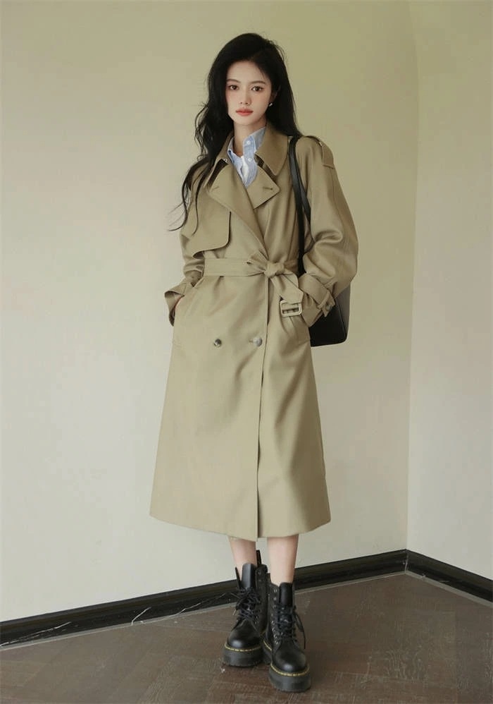 トレンチコート ロング スプリングコート アウター チェスターコート レディース ロング ロングコート トレンチ スプリング ミモレ丈 裏地 ポケット ミセス 高級感 上品 春物 通勤 デート 服装