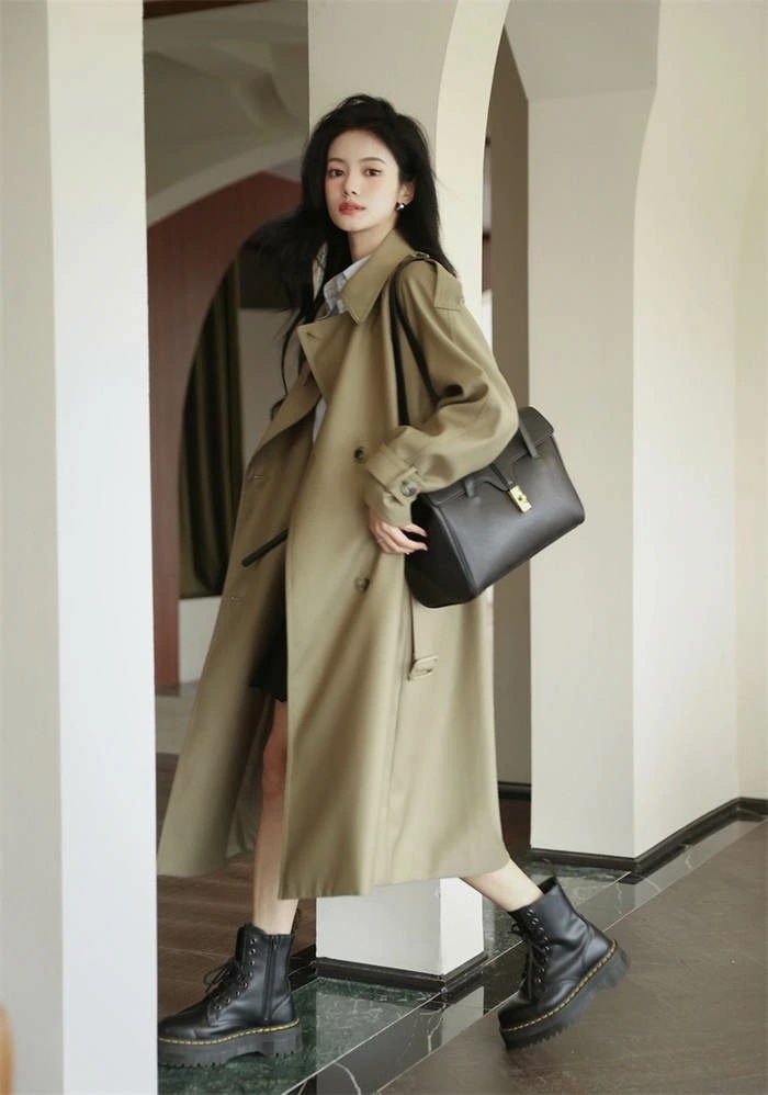 トレンチコート ロング スプリングコート アウター チェスターコート レディース ロング ロングコート トレンチ スプリング ミモレ丈 裏地 ポケット ミセス 高級感 上品 春物 通勤 デート 服装