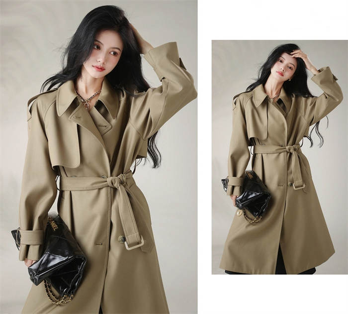トレンチコート ロング スプリングコート アウター チェスターコート レディース ロング ロングコート トレンチ スプリング ミモレ丈 裏地 ポケット ミセス 高級感 上品 春物 通勤 デート 服装