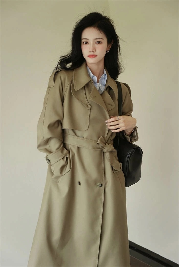 トレンチコート ロング スプリングコート アウター チェスターコート レディース ロング ロングコート トレンチ スプリング ミモレ丈 裏地 ポケット ミセス 高級感 上品 春物 通勤 デート 服装