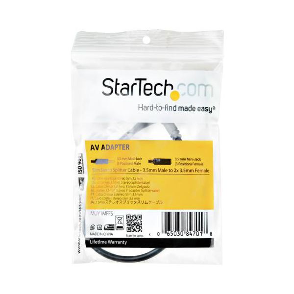 （まとめ） StarTech.com スリム ステレオミニ端子オーディオスプリッター分配ケーブル MUY1MFFS 1本 [x5セット]