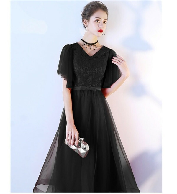 【期間特典】ロングドレス 演奏会 黒 ドレス フォーマル ドレス ナイトドレス ロングドレス 大人 ピアノ 発表会 結婚式 母親 ドレス 袖あり 大きいサイズ マキシ丈 ブラック パーティードレス