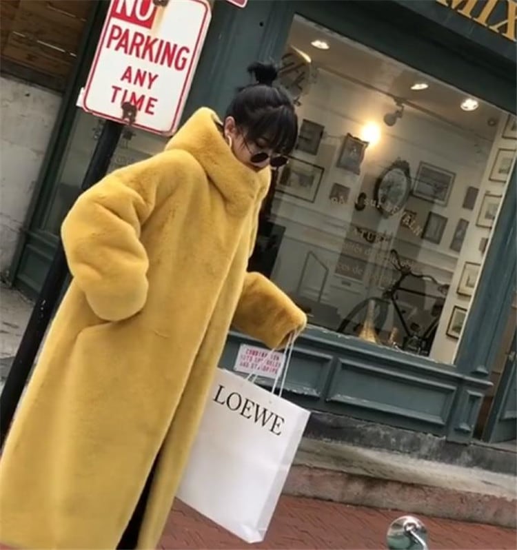 素敵なデザイン早い者勝ちミンクフェイクファーゆったりするフード付き通勤する厚手プラッシュ暖かいチェスターコートオシャレトレンド