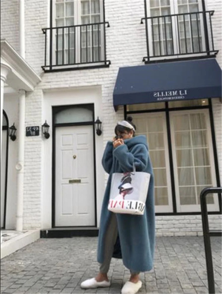 素敵なデザイン早い者勝ちミンクフェイクファーゆったりするフード付き通勤する厚手プラッシュ暖かいチェスターコートオシャレトレンド